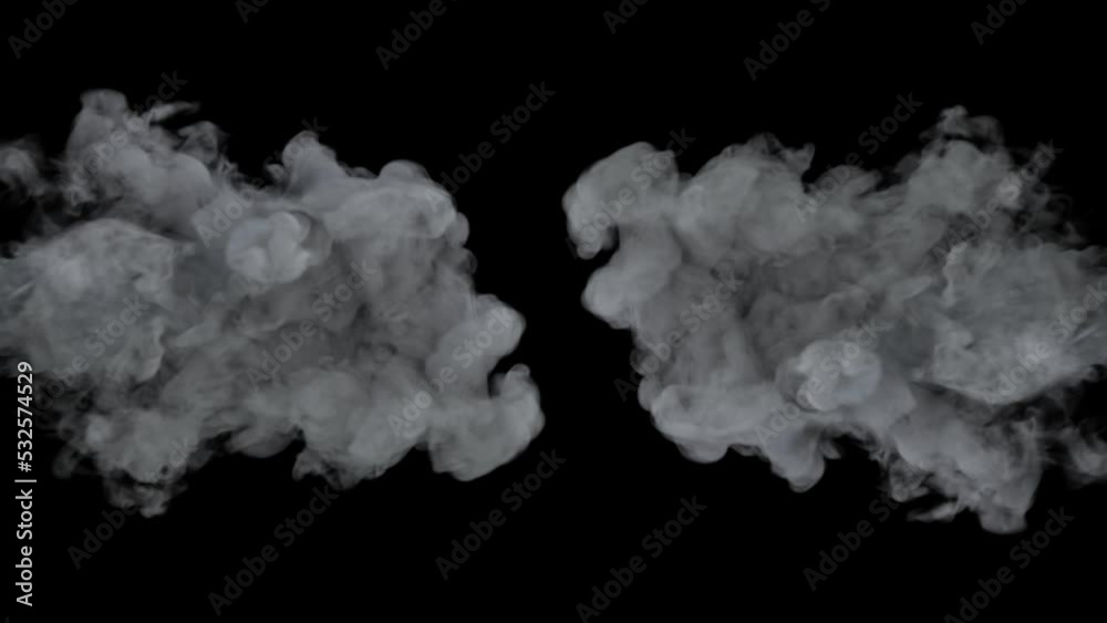 Turbulent smoke cloud reveal and dissipate completely on a transparent