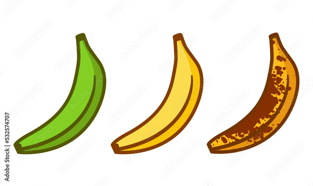 Banana ripeness fruit illustration green mature bad food. Banana ripe vector icon