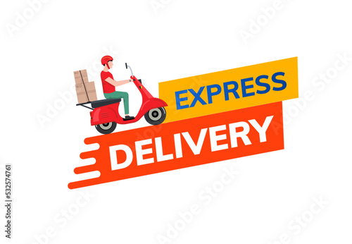 Express bike delivery scooter vector icon. Motorbike pizza fast food delivery free express shipment