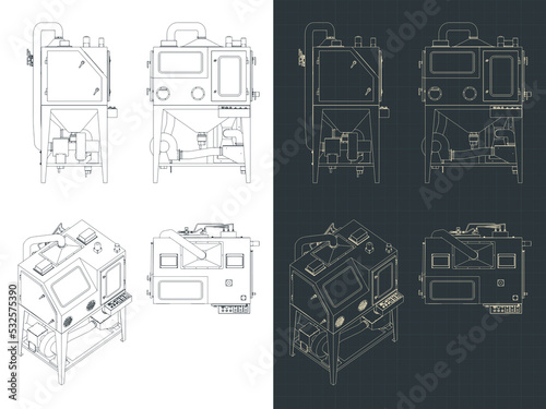 Auto rotary sand blasting machine blueprints