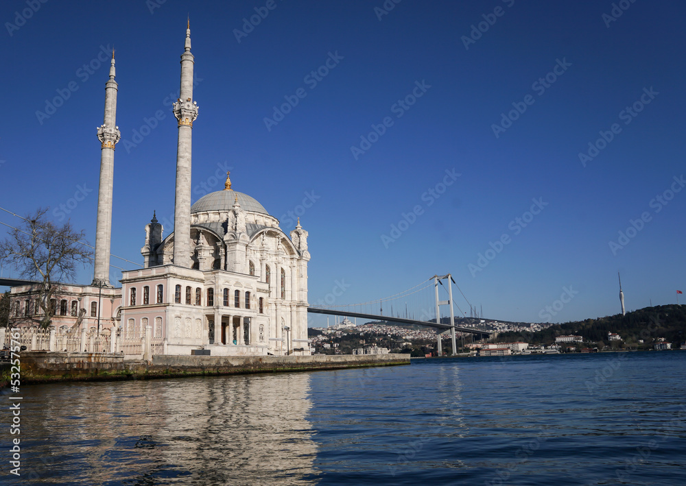 
Ortakoy Mosque, Bosphorus Bridge, Istanbul Strait and Ships
