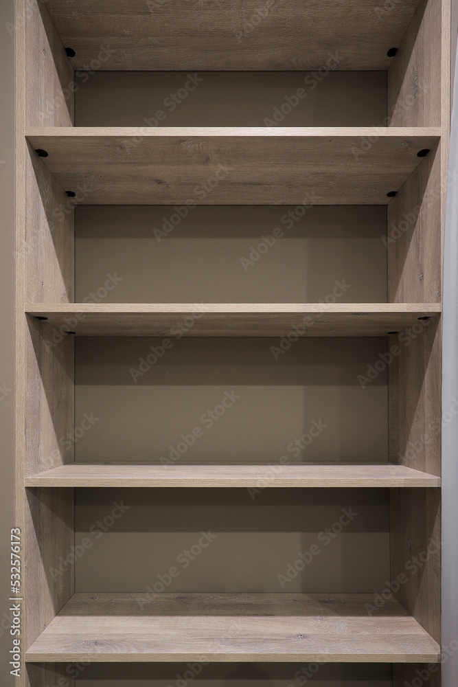 Wooden shelves on the wall Wooden shelves on the wall