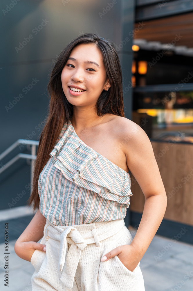 Authentic asian woman wearing evening dress Authentic asian woman wearing evening dress