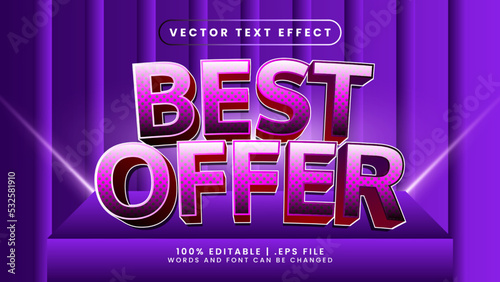 Best offer discount pink and purple 3d editable text effect template style