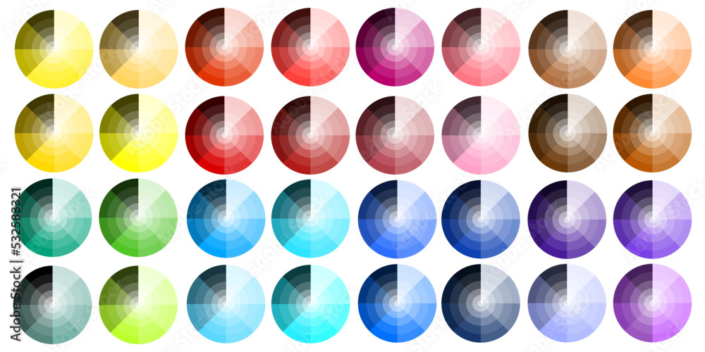 Set of circular palettes. Color palette concept. Creative concept design. Vector illustration. stock image. 