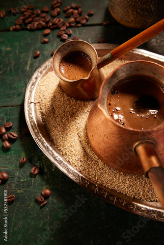 Traditional oriental coffee on sand
