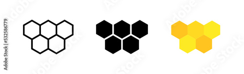 Honeycomb bee wax concept icon. Honey comb beehive hexagon yellow cell design polygon icon.