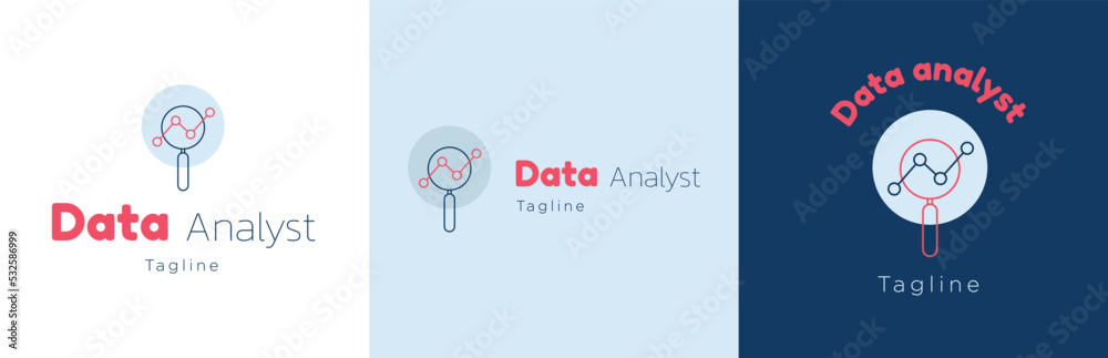 Data analyzing logo design set, graph analyst symbol, business ...