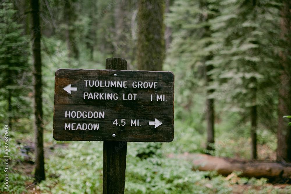 sign in Yosemite hiking trail