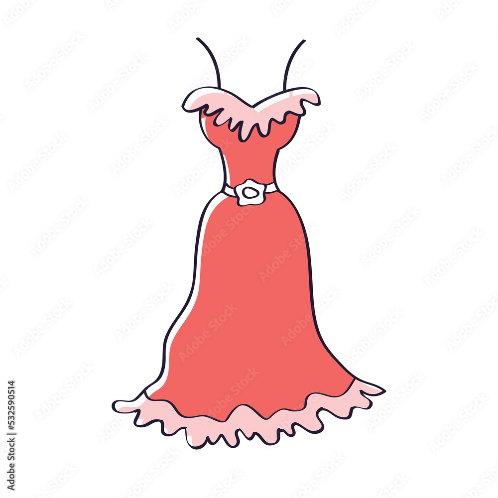 Φωτογραφία Red luxury fashionable cocktail gown dress isolated vector, haute couture vogue and glamour