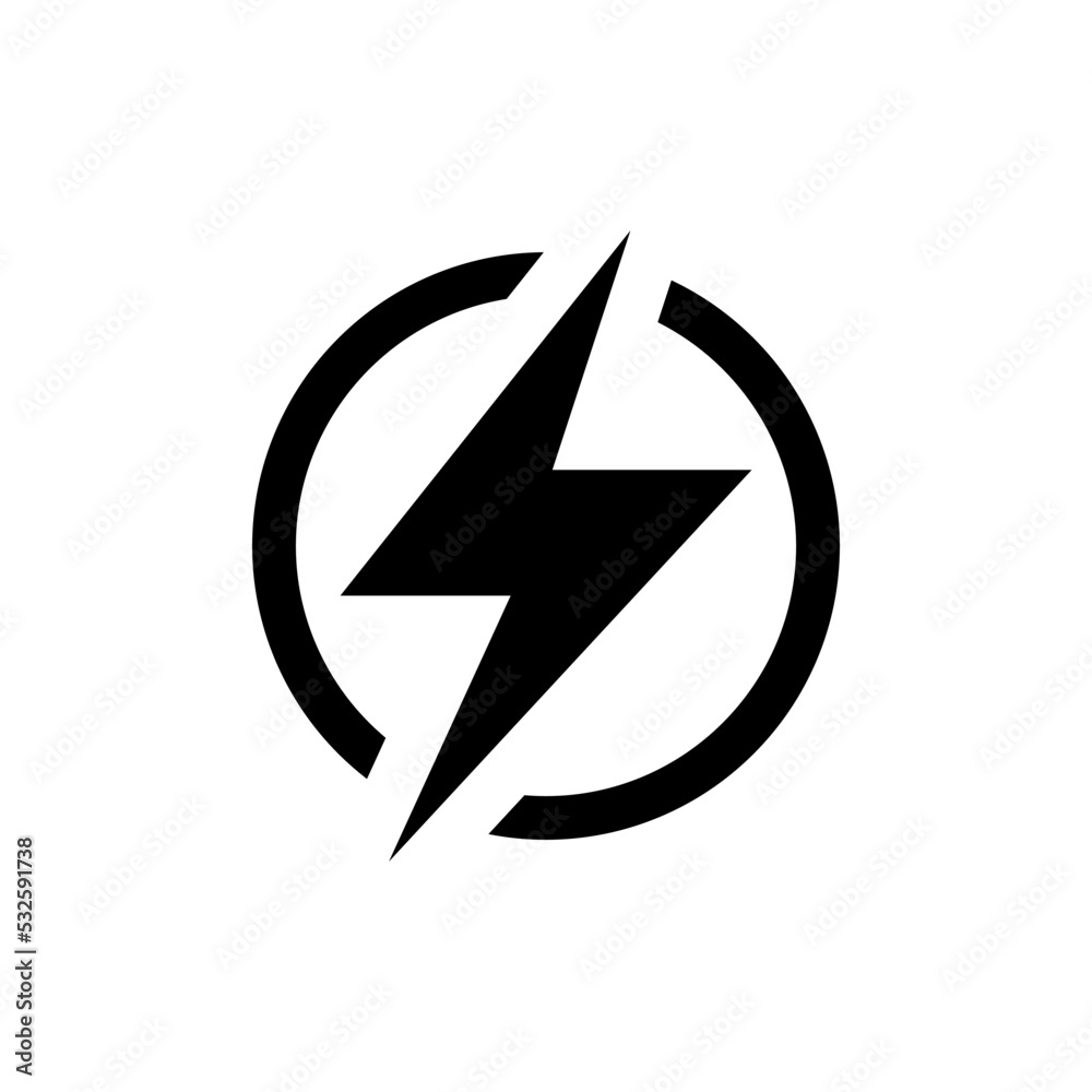 Icono de rayo sobre circulo. Concepto de energía eléctrica. ilustración vectorial Icono de rayo sobre circulo. Concepto de energía eléctrica. ilustración vectorial