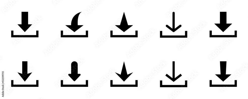 Conjunto de icono de descarga. Concepto de descargar. Flechas de descargar. Ilustración vectorial