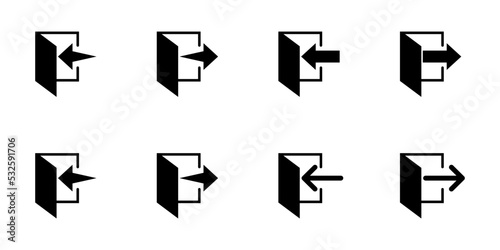 Conjunto de iconos flechas de señal de entrada y salida. Ilustración vectorial