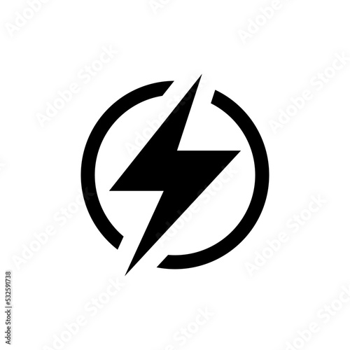 Icono de rayo sobre circulo. Concepto de energía eléctrica. ilustración vectorial