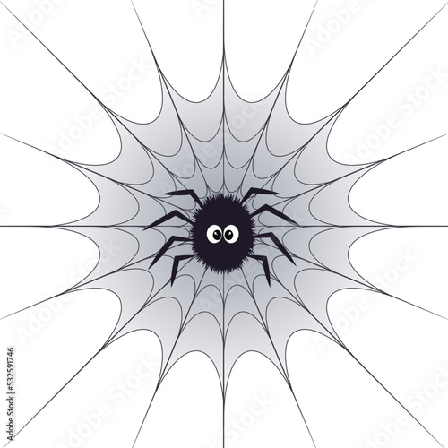 Cartoon spider on a spider web for Halloween