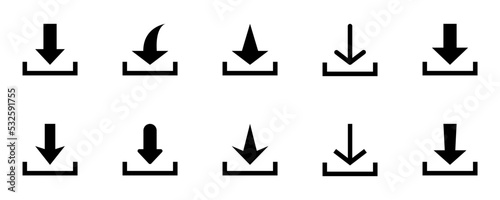 Conjunto de icono de descarga. Concepto de descargar. Flechas de descargar. Ilustración vectorial