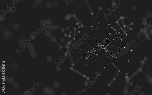 Abstract background. Molecules technology with polygonal shapes, connecting dots and lines. Connection structure. Big data visualization.