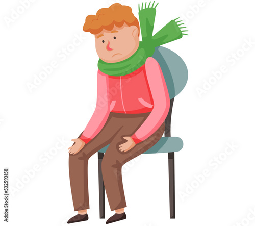 Health care, medical examination, patient at doctors appointment in clinic. Man with sore throat in therapists office. Doctor examines sick person in hospital, treats illness boy with angina