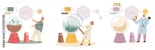 Soil analysis and earth pollution metaphor or structure control. Nutrients microorganism composition research ground layer structure sample. Soil laboratory test. Scientist measuring levels status