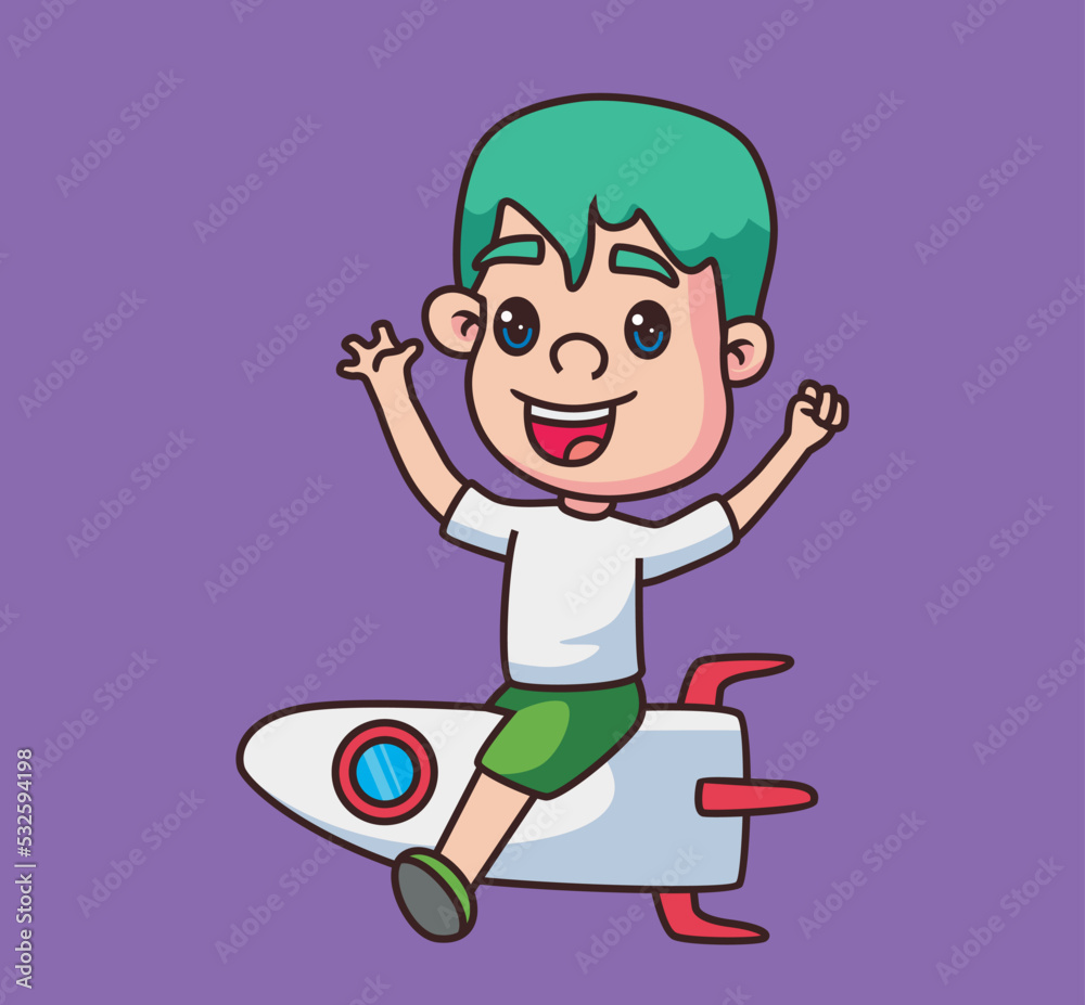 little children riding a rocket cartoon illustration little children riding a rocket cartoon illustration