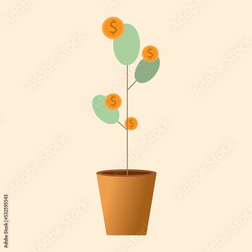 vector illustration long term investment, time investing, success takes time, growth profit, financial innvesting, growth plant investment concept