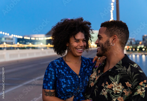 Young Black couple in love and hugging together Portrait  photo