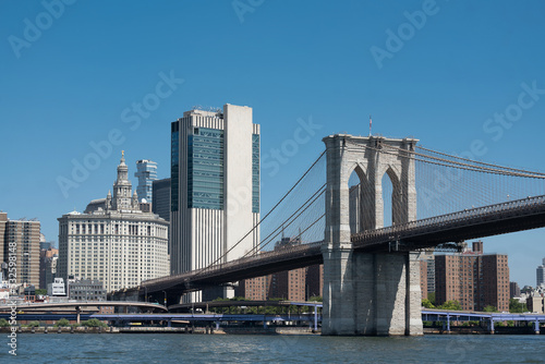 Brooklyn Bridge into Manhattan photo