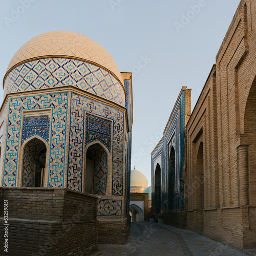 Street of mausoleums inside Shah-i-Zinda complex. photo