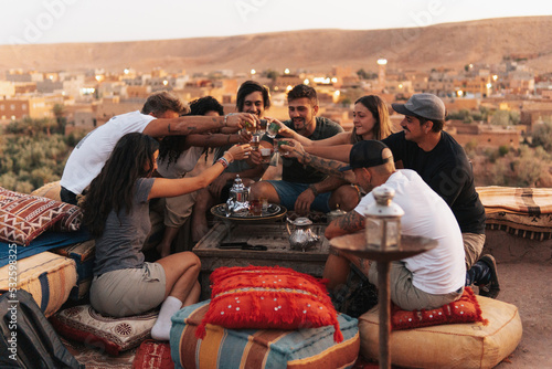 Group of friends on a trip in morocco photo