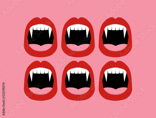 Halloween vampire sharp fangs mouth illustration