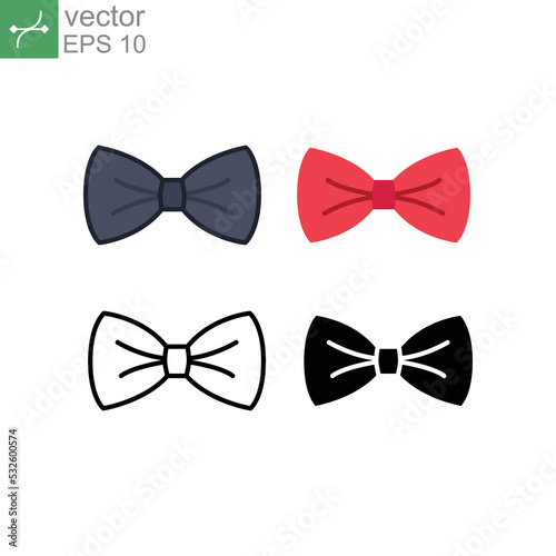 Men are wearing bow tie in his suits for formal, wedding, and other ceremony to look elegant. Ribbon accessory. Bow tie, butterfly tie icon. vector illustration. design on white background. EPS 10
