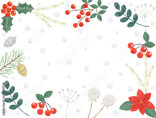 Wallpaper Mural 雪と冬の植物イメージしたイラストのカード Torontodigital.ca