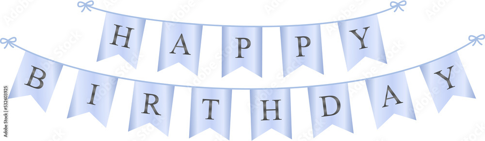 Happy Birthday flag banner in blue satin tone Happy Birthday flag banner in blue satin tone