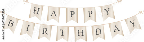 Photography Happy Birthday flag banner in gold satin tone