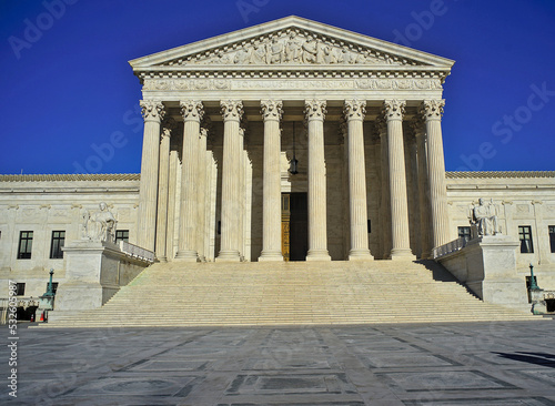 View of the entrance of Supreme court during summer day, Washington, DC, USA  photo