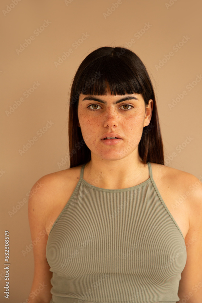 Woman with neutral expression portrait Woman with neutral expression portrait