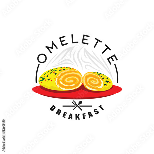 Illustration of an omelette halved, can be used for restaurant logos
