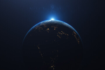 Planet Earth Sunrise , Day and Night Transition.