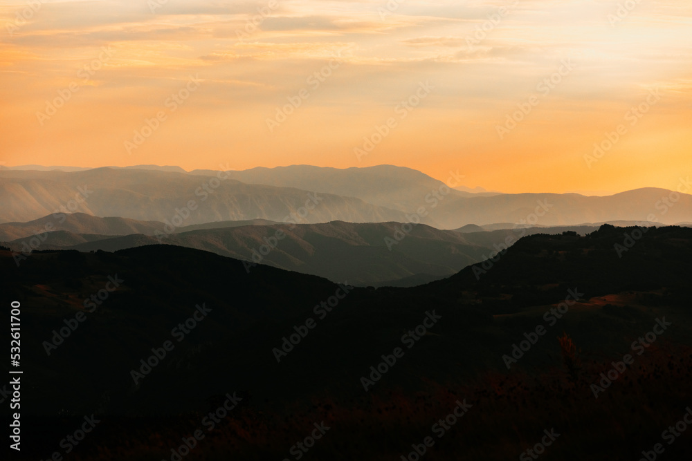 Mountains In Sunset. Mountains In Sunset.