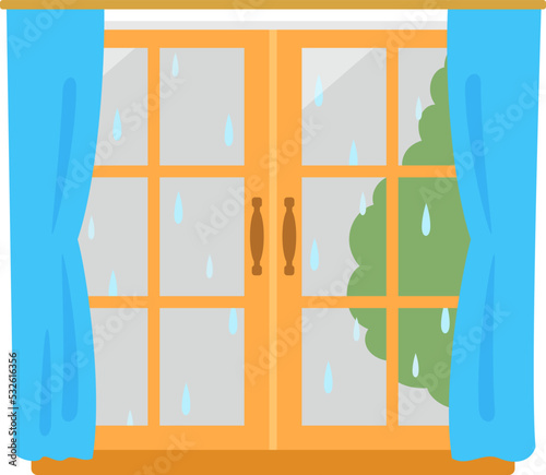 窓越しの雨の景色