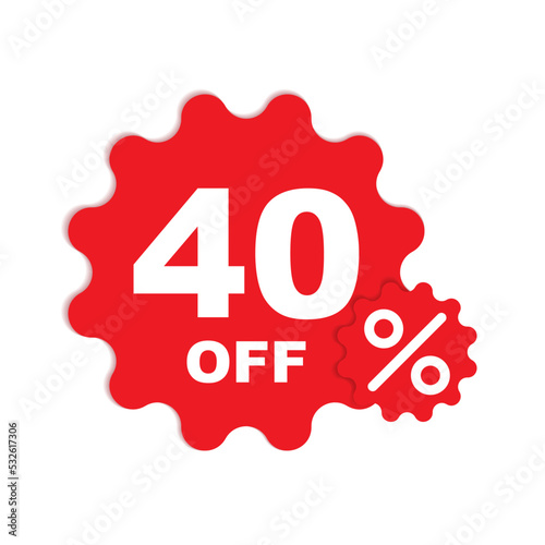 Percentage off Sale. Discount offer price sign. Special offer symbol. Discount tag badge Vector Illustration. Perfect design for shop and sale banners