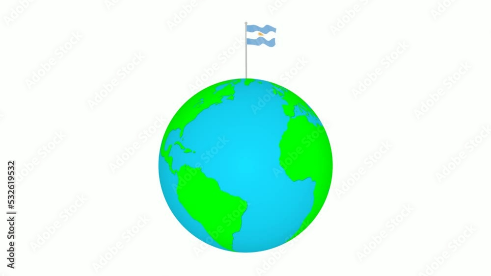 Argentina national flag wave on 3d planet earth Argentina national flag wave on 3d planet earth