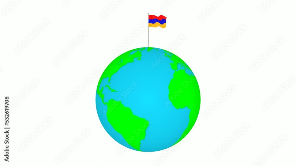 Armenia national flag wave on 3d planet earth Armenia national flag wave on 3d planet earth