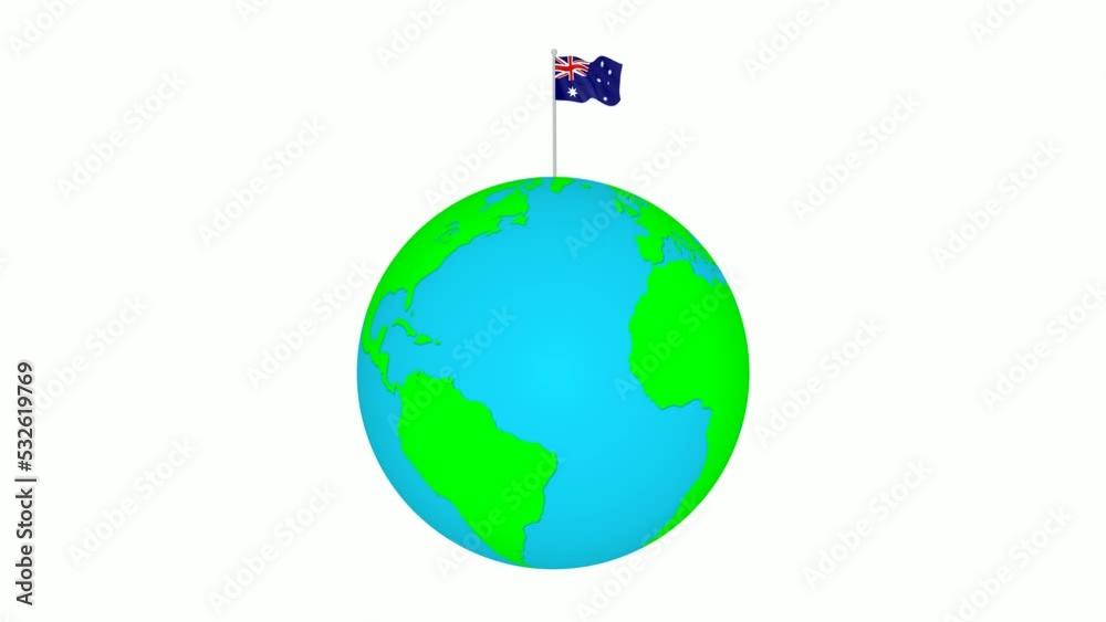 Australia national flag wave on 3d planet earth Australia national flag wave on 3d planet earth