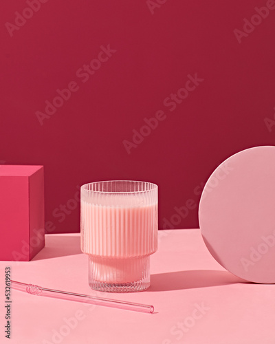 Glass of pink milk