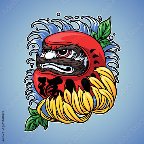 Daruma Japanese Doll Illustration