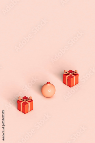 three christmas gifts and decorations