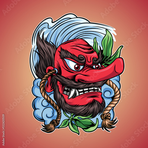 Tengu Japanese Doll Illustration