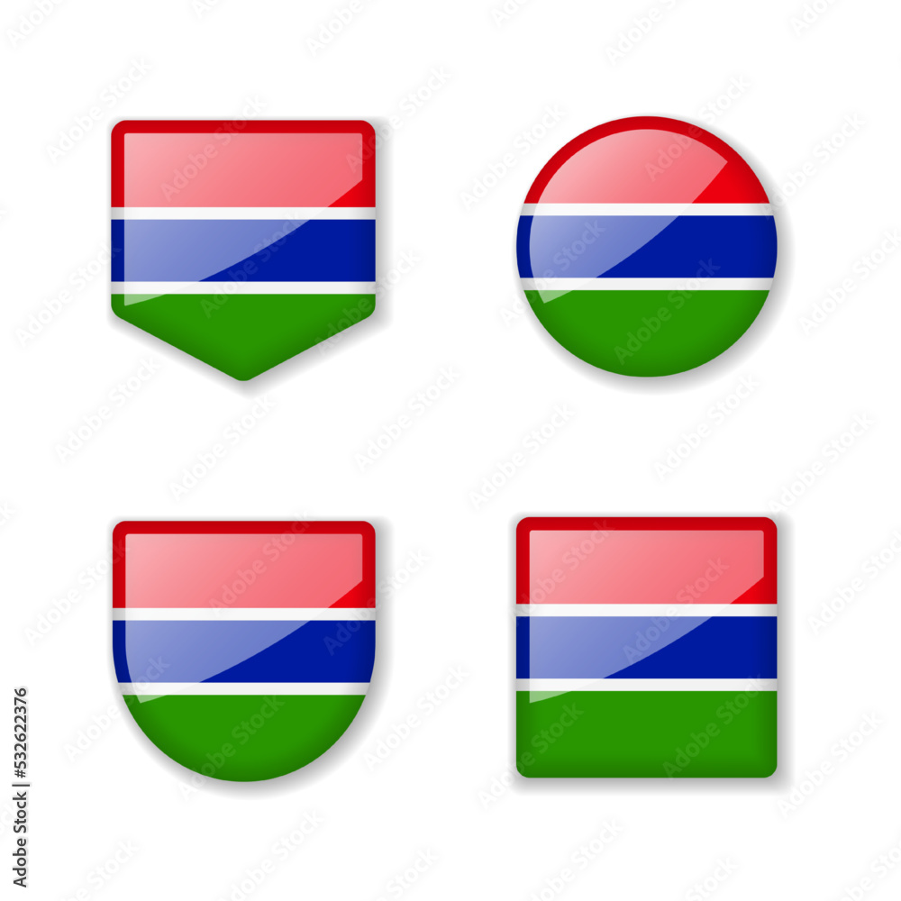 Flags of Gambia - glossy collection. Flags of Gambia - glossy collection.