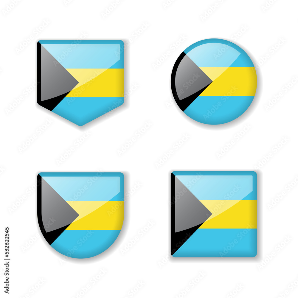 Flags of Bahamas - glossy collection. Flags of Bahamas - glossy collection.